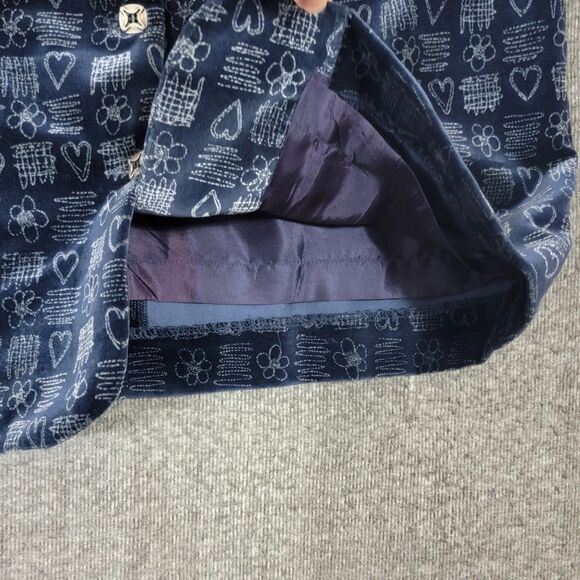 Coldwater Creek Dress Womens 12 Blue Velvet Hearts Print Sleeveless V Neck Midi - Picture 7 of 12